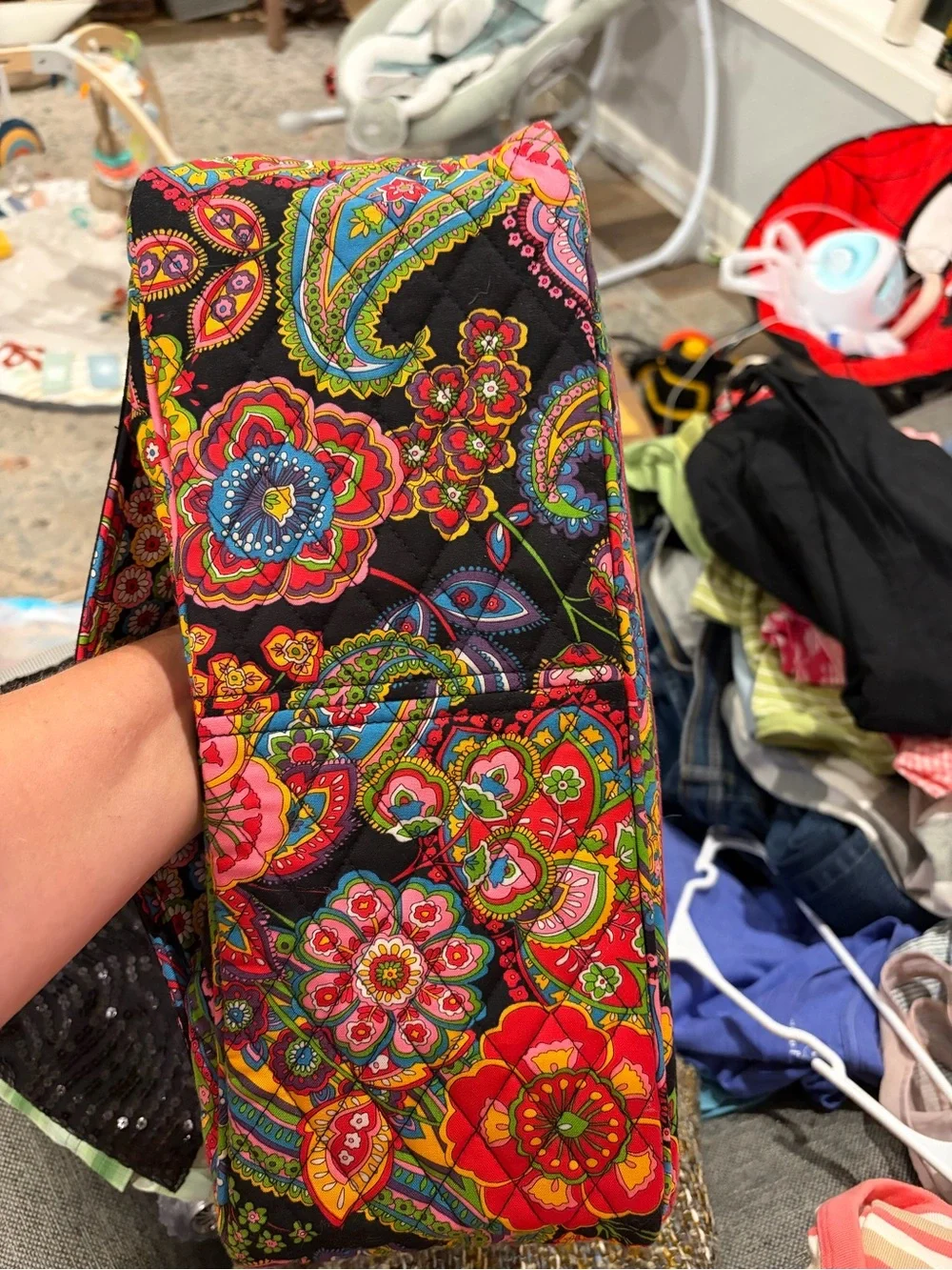 Vera Bradley Black Multicolor Quilted Floral Paisley Laptop Bag